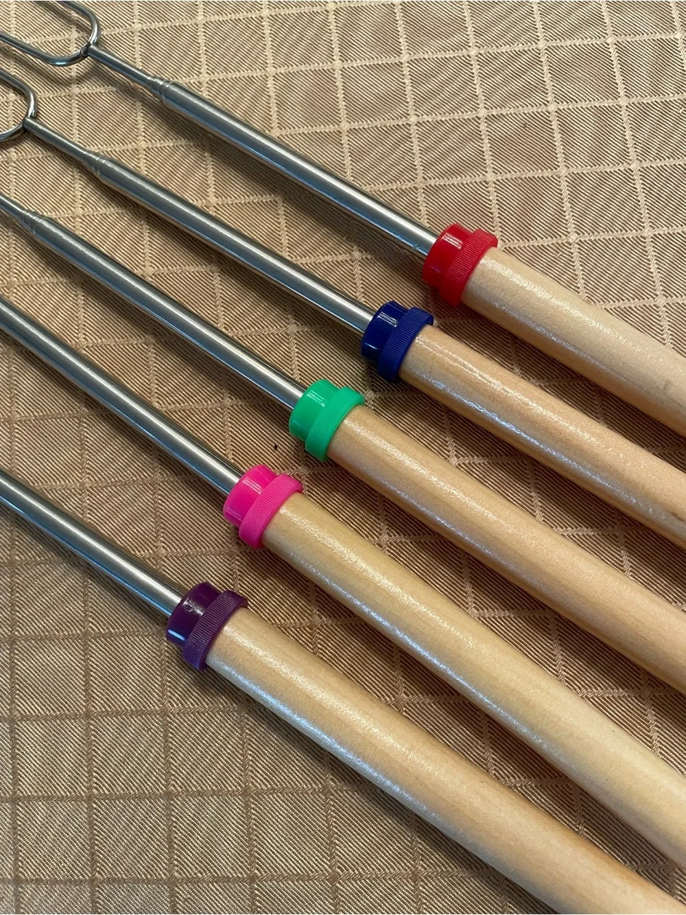 MalloMe Telescoping Roasting Forks Set with Carry Pouch - Multicolor